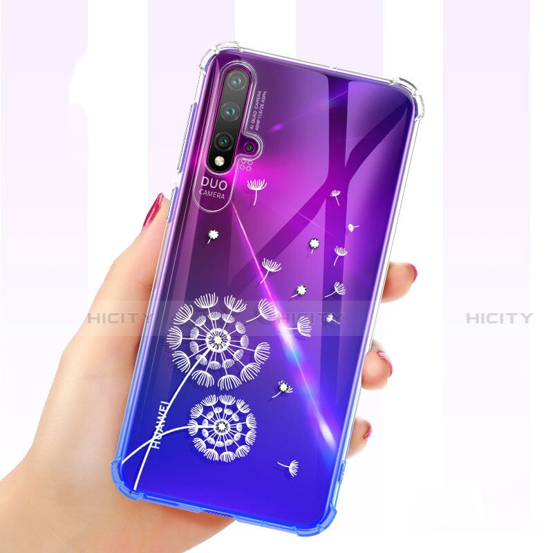 Custodia Silicone Trasparente Ultra Sottile Cover Fiori per Huawei Nova 5