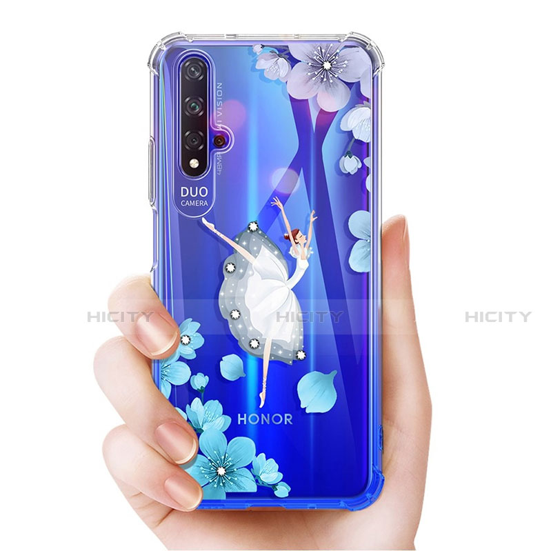 Custodia Silicone Trasparente Ultra Sottile Cover Fiori per Huawei Nova 5T