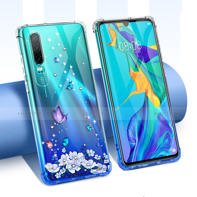 Custodia Silicone Trasparente Ultra Sottile Cover Fiori per Huawei P30