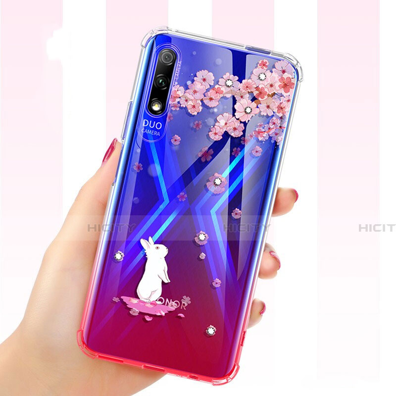 Custodia Silicone Trasparente Ultra Sottile Cover Fiori per Huawei Y9 Prime (2019)