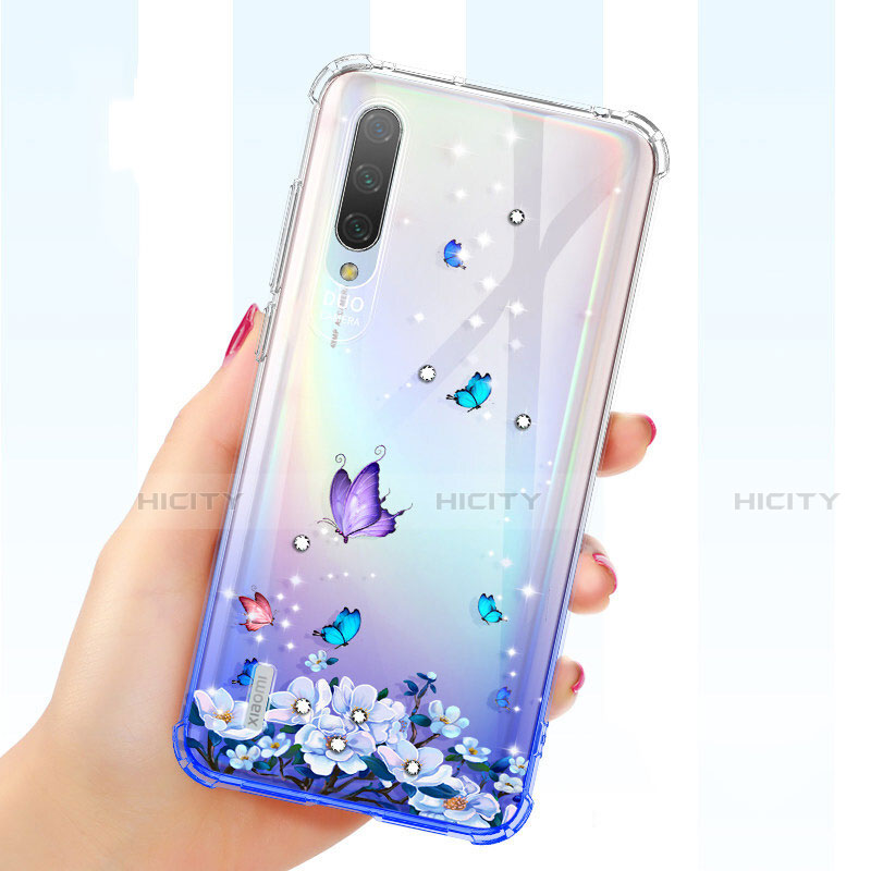 Custodia Silicone Trasparente Ultra Sottile Cover Fiori per Xiaomi Mi A3