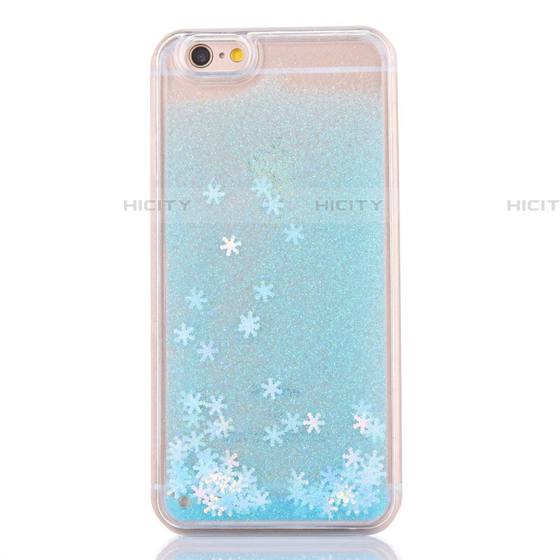 Custodia Silicone Trasparente Ultra Sottile Cover Fiori T01 per Apple iPhone 6 Plus Cielo Blu