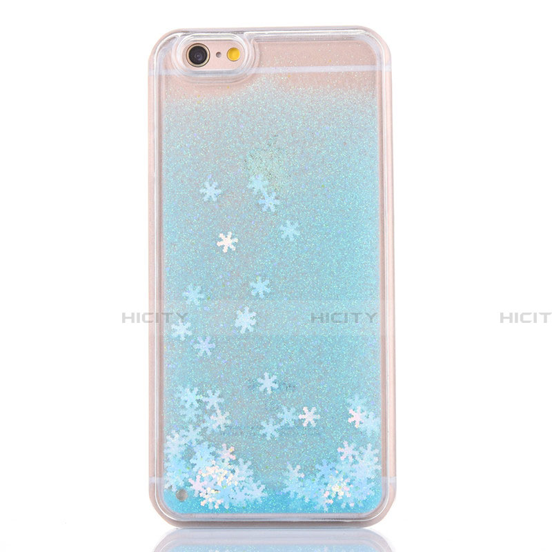 Custodia Silicone Trasparente Ultra Sottile Cover Fiori T01 per Apple iPhone 6S Cielo Blu