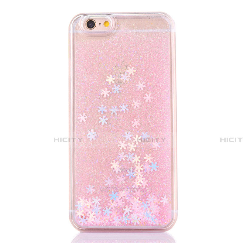 Custodia Silicone Trasparente Ultra Sottile Cover Fiori T01 per Apple iPhone 6S Plus Oro Rosa