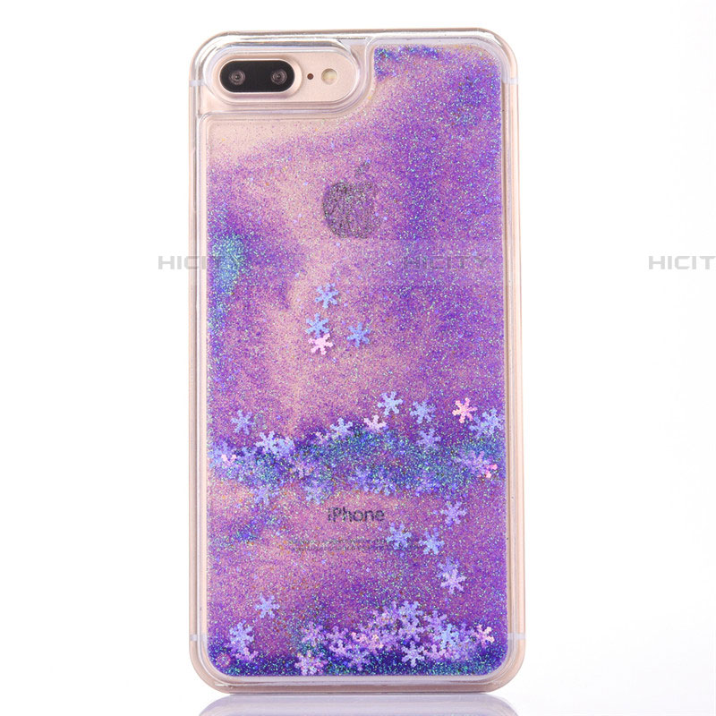 Custodia Silicone Trasparente Ultra Sottile Cover Fiori T01 per Apple iPhone 7 Plus Viola