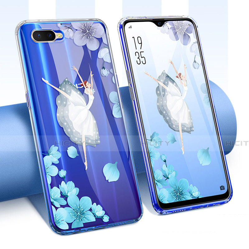 Custodia Silicone Trasparente Ultra Sottile Cover Fiori T01 per Oppo K1