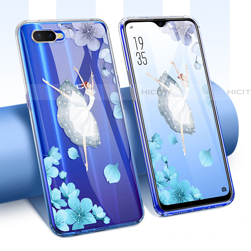 Custodia Silicone Trasparente Ultra Sottile Cover Fiori T01 per Oppo RX17 Neo Bianco