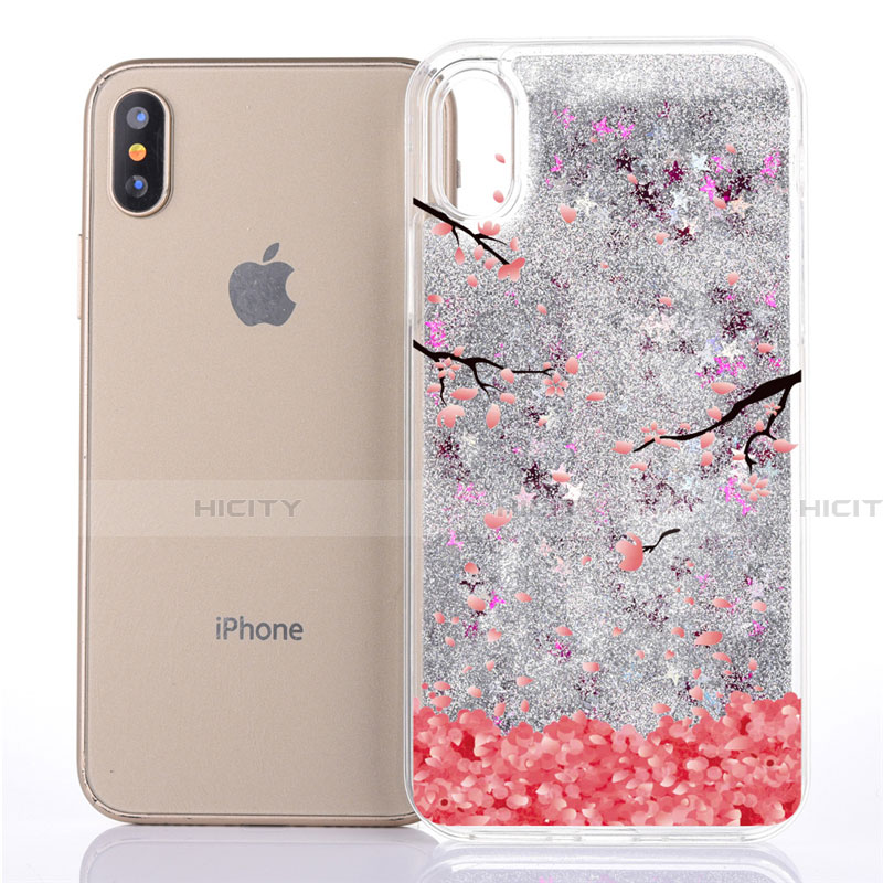 Custodia Silicone Trasparente Ultra Sottile Cover Fiori T04 per Apple iPhone Xs Max