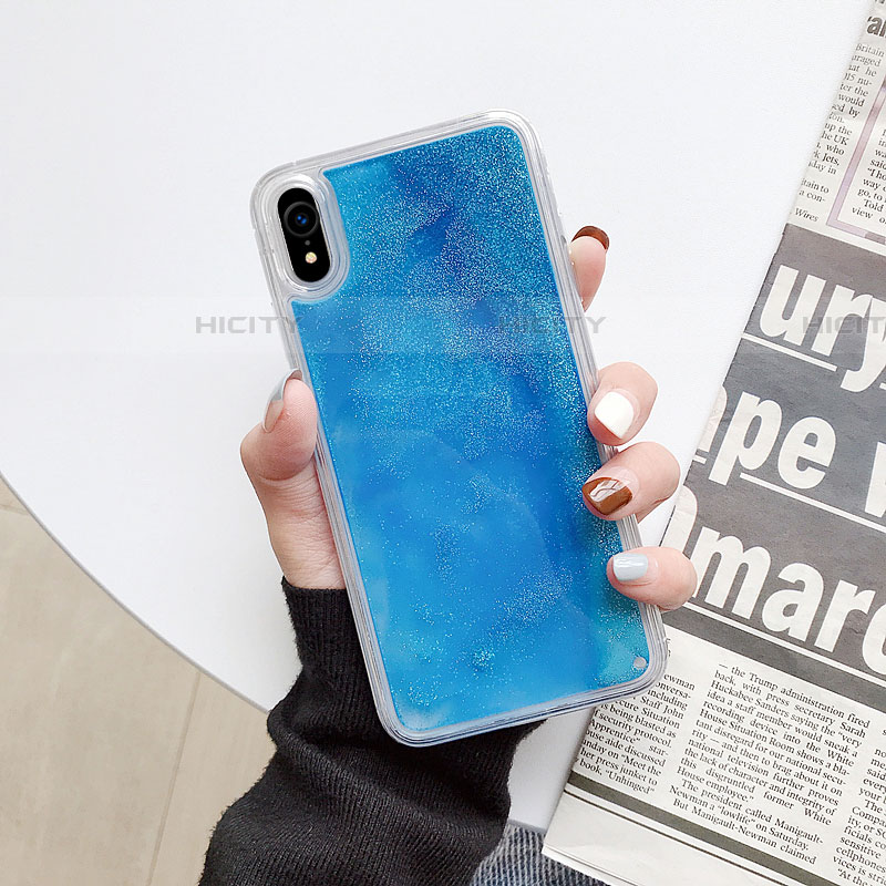 Custodia Silicone Trasparente Ultra Sottile Cover Fiori T12 per Apple iPhone XR Cielo Blu