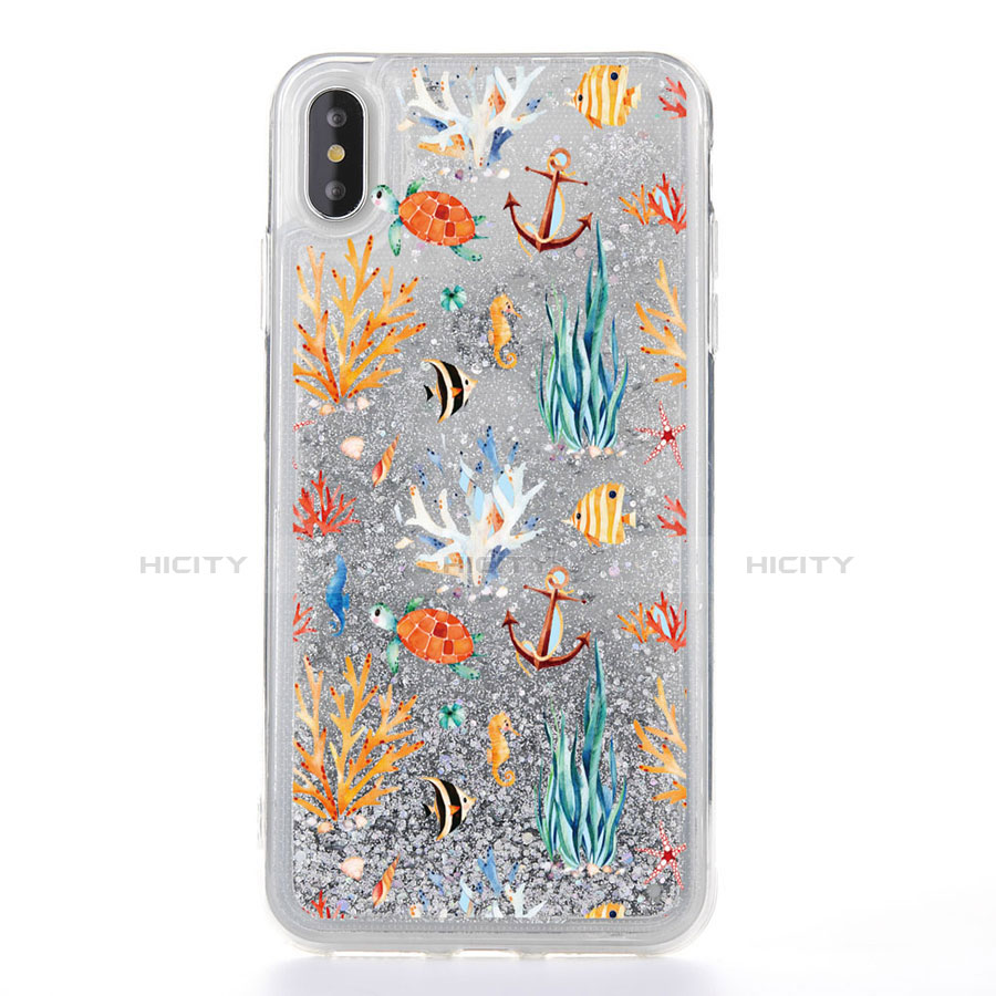 Custodia Silicone Trasparente Ultra Sottile Cover Fiori T17 per Apple iPhone X