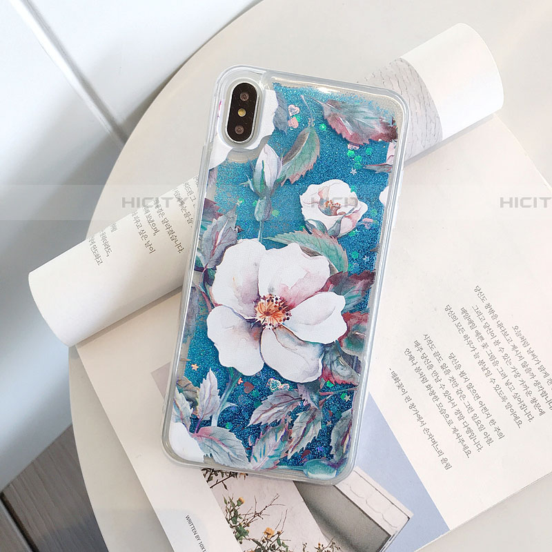 Custodia Silicone Trasparente Ultra Sottile Cover Fiori T18 per Apple iPhone Xs