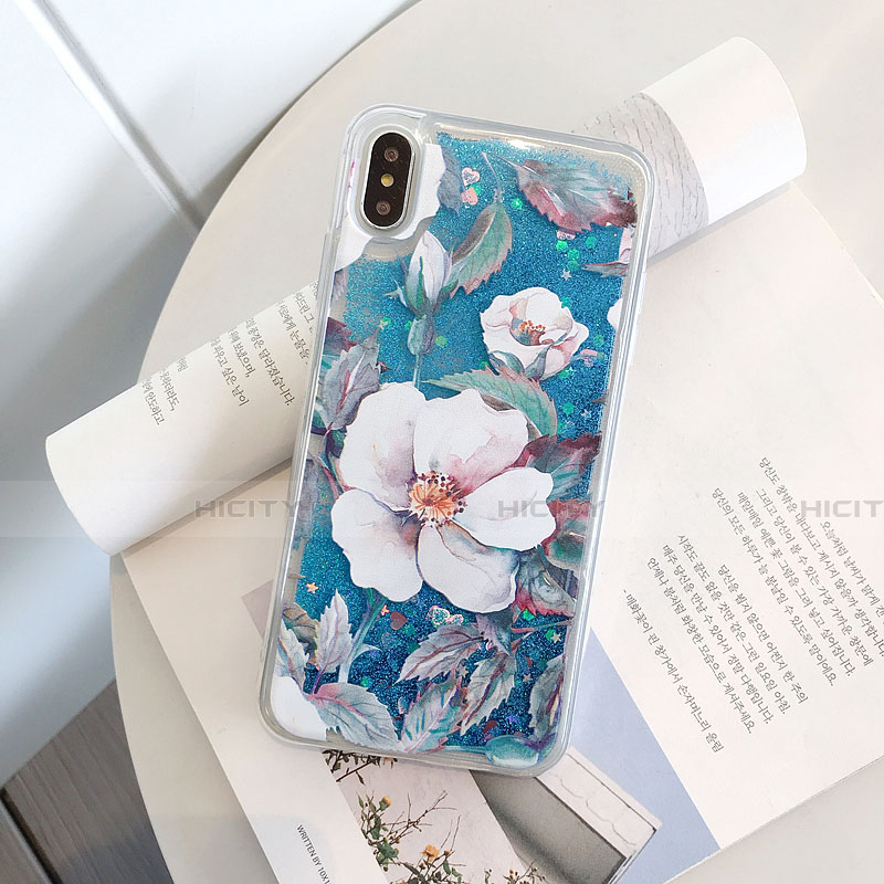 Custodia Silicone Trasparente Ultra Sottile Cover Fiori T18 per Apple iPhone Xs Max