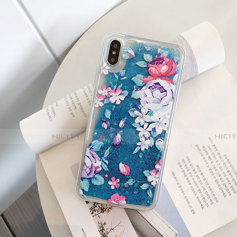 Custodia Silicone Trasparente Ultra Sottile Cover Fiori T18 per Apple iPhone Xs Max