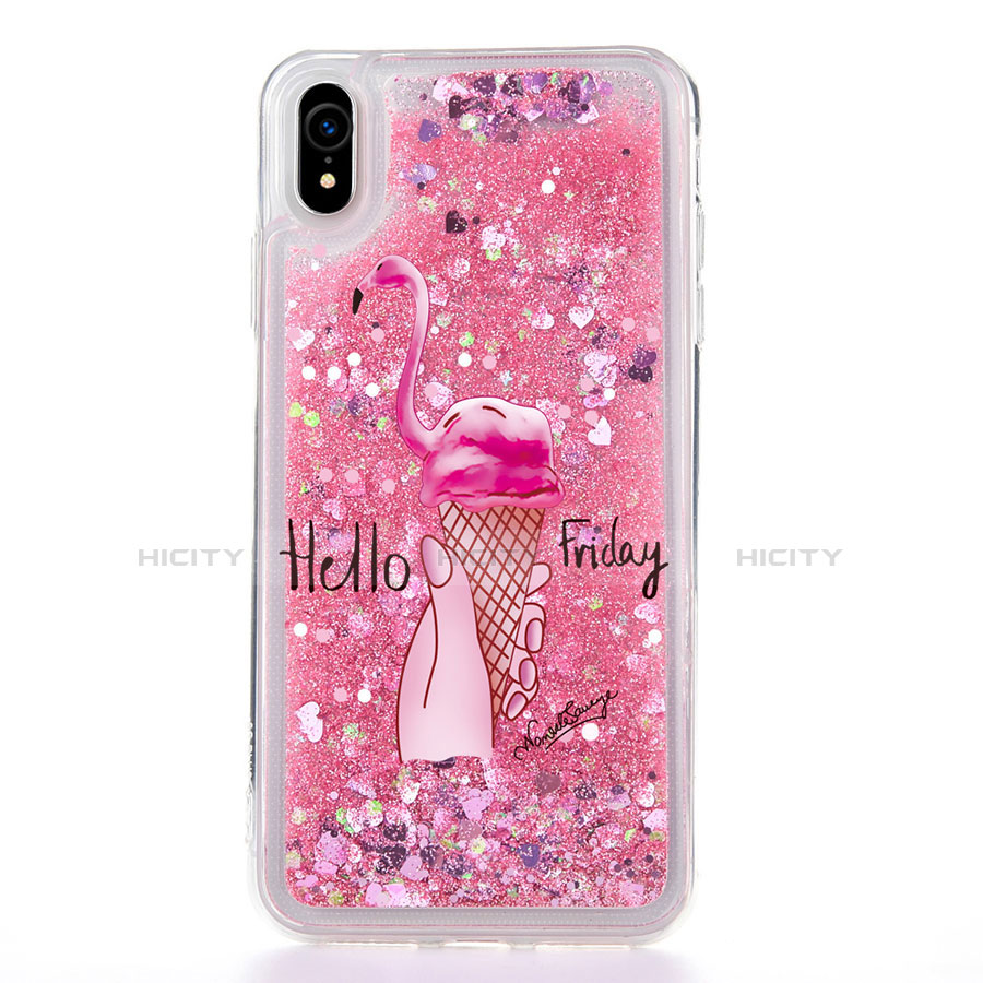 Custodia Silicone Trasparente Ultra Sottile Cover Fiori T20 per Apple iPhone XR Rosa Caldo