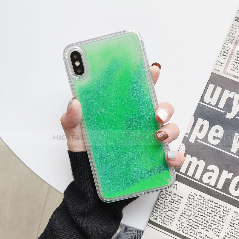 Custodia Silicone Trasparente Ultra Sottile Cover Fiori Z03 per Apple iPhone X Verde