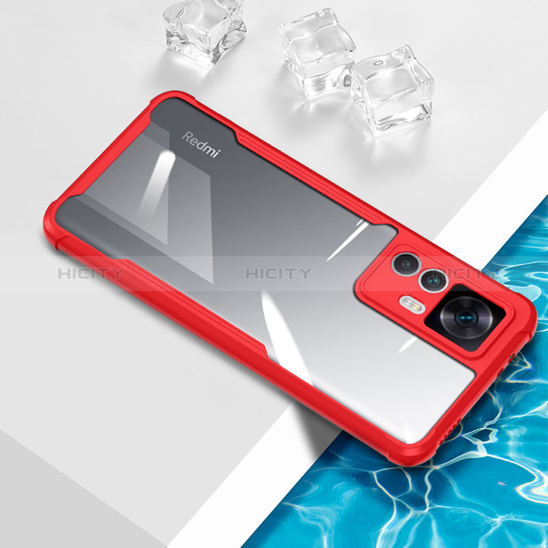 Custodia Silicone Trasparente Ultra Sottile Cover Morbida BH1 per Xiaomi Mi 12T 5G Rosso