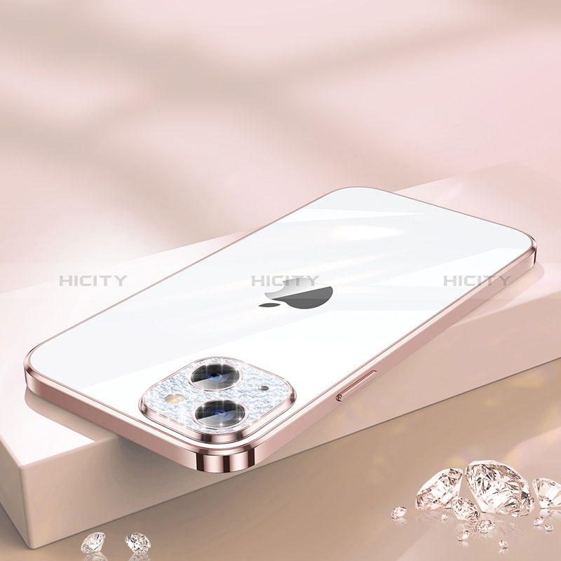 Custodia Silicone Trasparente Ultra Sottile Cover Morbida Bling-Bling LD2 per Apple iPhone 13 Oro Rosa