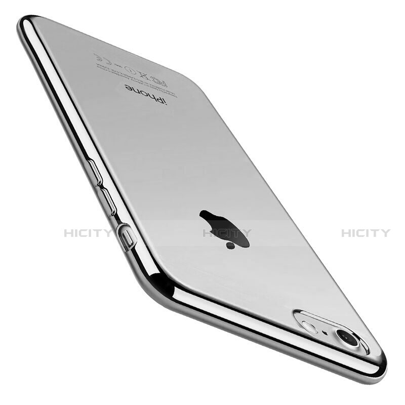 Custodia Silicone Trasparente Ultra Sottile Cover Morbida C01 per Apple iPhone SE (2020) Argento