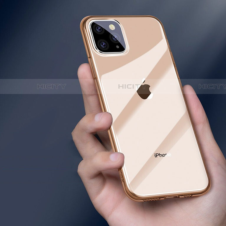 Custodia Silicone Trasparente Ultra Sottile Cover Morbida H01 per Apple iPhone 11 Pro Oro