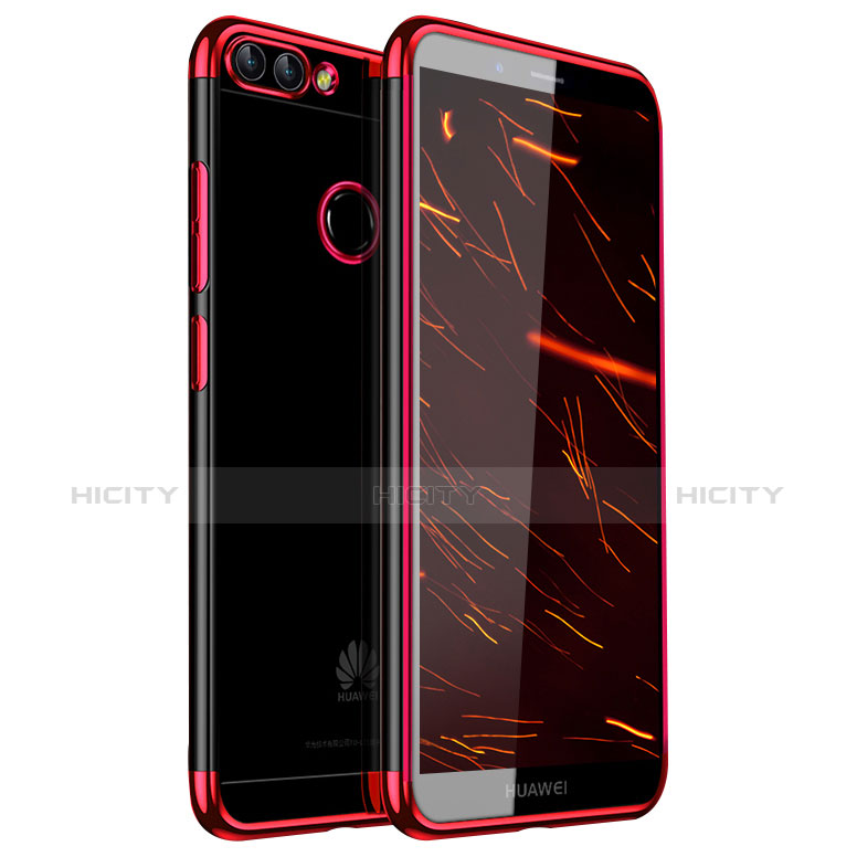 Custodia Silicone Trasparente Ultra Sottile Cover Morbida H01 per Huawei Enjoy 7S Rosso