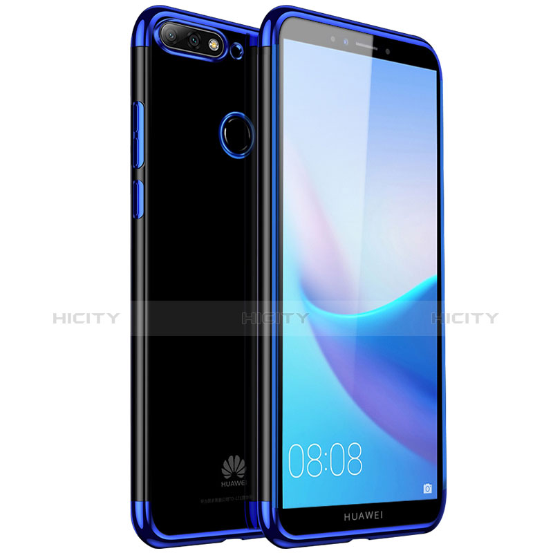 Custodia Silicone Trasparente Ultra Sottile Cover Morbida H01 per Huawei Enjoy 8 Blu