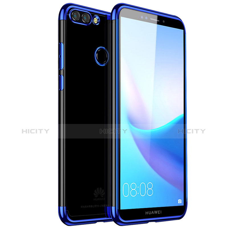 Custodia Silicone Trasparente Ultra Sottile Cover Morbida H01 per Huawei Enjoy 8 Plus Blu