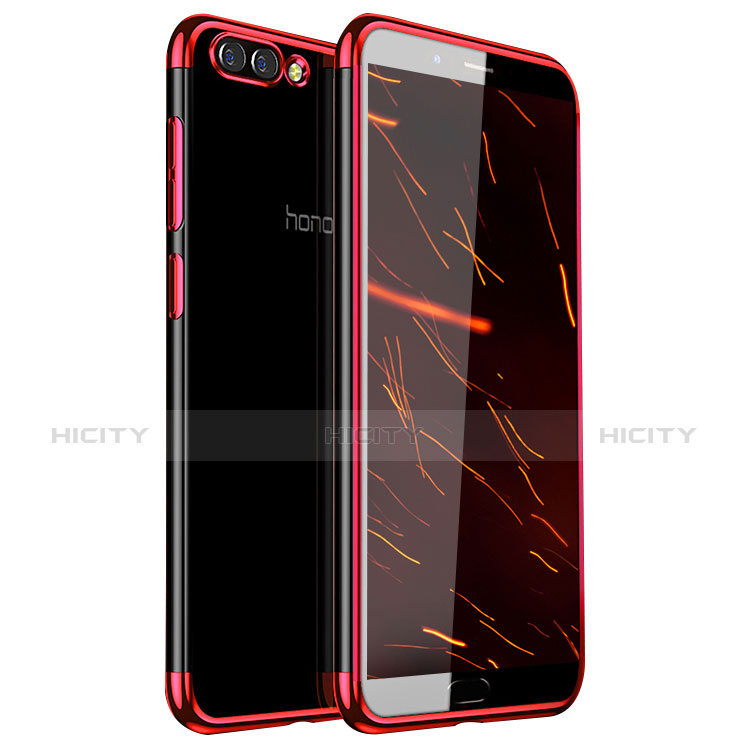 Custodia Silicone Trasparente Ultra Sottile Cover Morbida H01 per Huawei Honor V10 Rosso