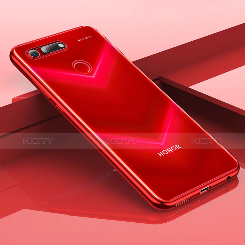 Custodia Silicone Trasparente Ultra Sottile Cover Morbida H01 per Huawei Honor View 20 Rosso