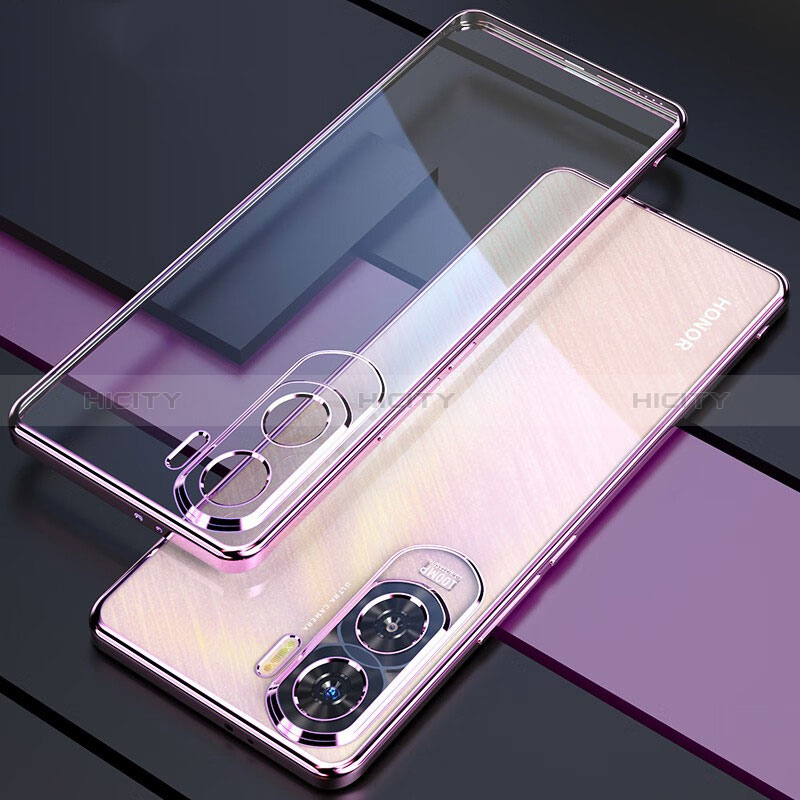 Custodia Silicone Trasparente Ultra Sottile Cover Morbida H01 per Huawei Honor X50i 5G Viola