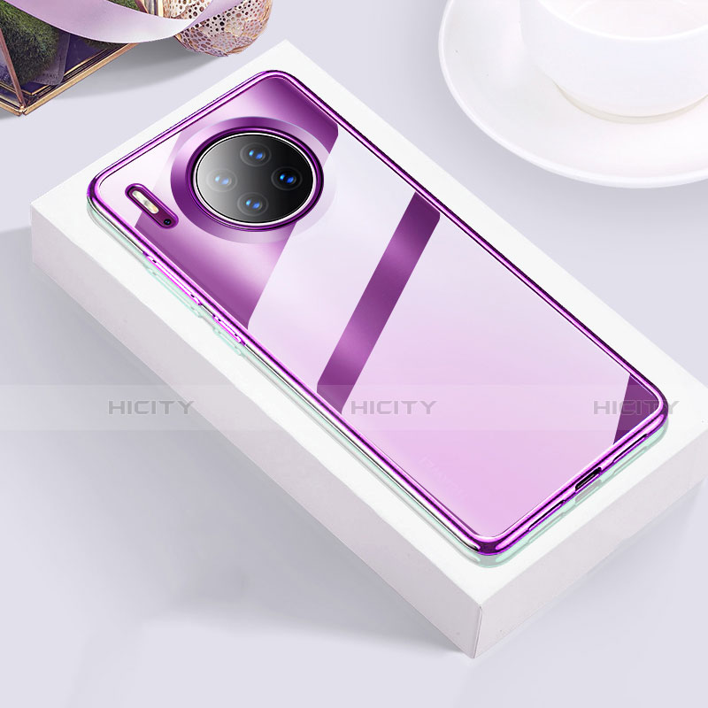 Custodia Silicone Trasparente Ultra Sottile Cover Morbida H01 per Huawei Mate 30 Viola