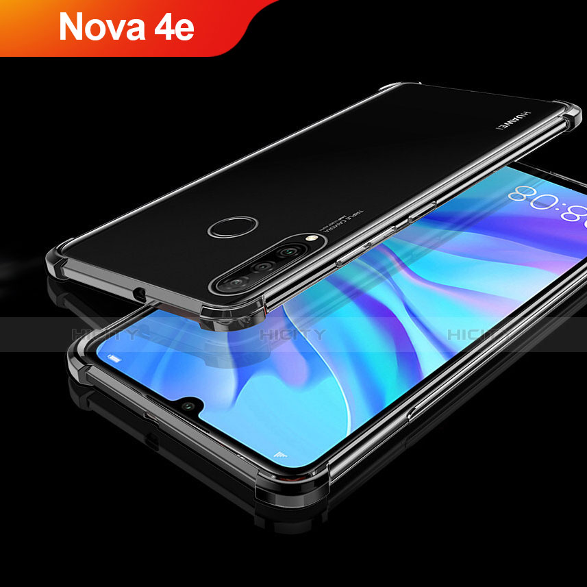 Custodia Silicone Trasparente Ultra Sottile Cover Morbida H01 per Huawei Nova 4e Nero