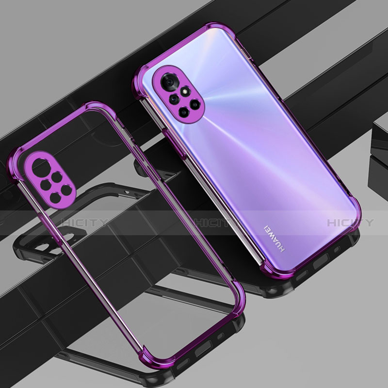 Custodia Silicone Trasparente Ultra Sottile Cover Morbida H01 per Huawei Nova 8 Pro 5G Viola