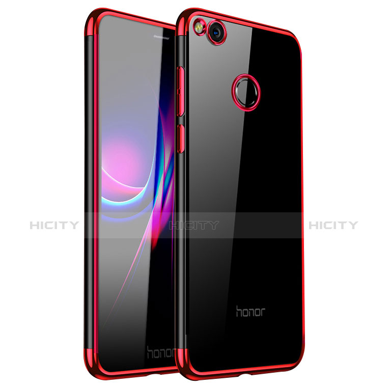 Custodia Silicone Trasparente Ultra Sottile Cover Morbida H01 per Huawei P8 Lite (2017) Rosso