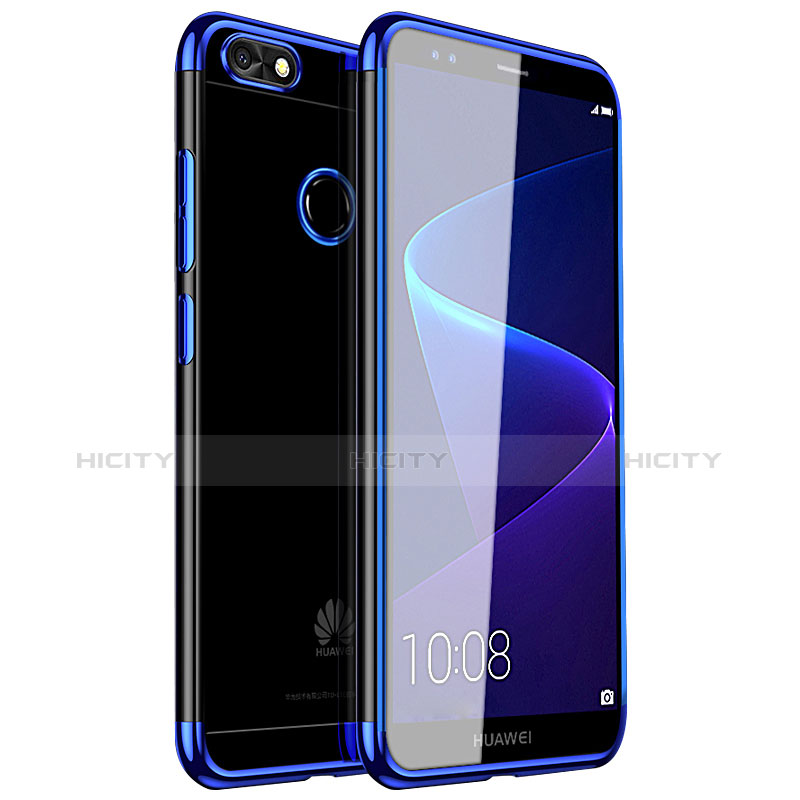 Custodia Silicone Trasparente Ultra Sottile Cover Morbida H01 per Huawei Y6 Pro (2017) Blu