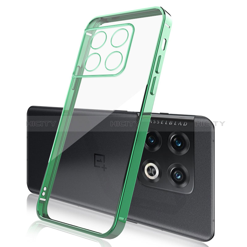 Custodia Silicone Trasparente Ultra Sottile Cover Morbida H01 per OnePlus 10 Pro 5G Verde