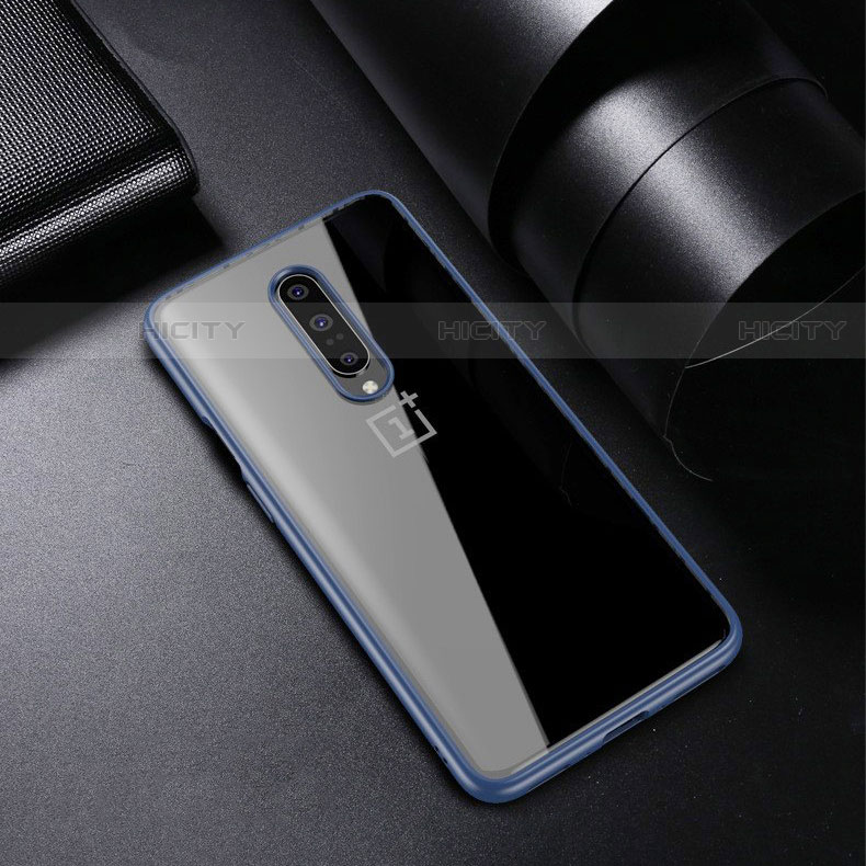 Custodia Silicone Trasparente Ultra Sottile Cover Morbida H01 per OnePlus 7 Pro Blu