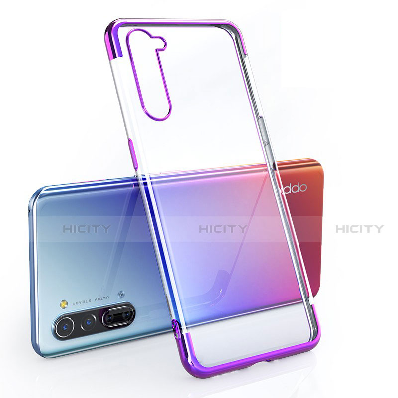 Custodia Silicone Trasparente Ultra Sottile Cover Morbida H01 per Oppo F15 Viola