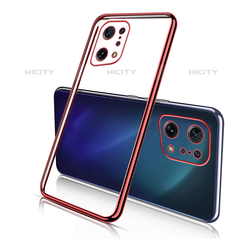 Custodia Silicone Trasparente Ultra Sottile Cover Morbida H01 per Oppo Find X5 Pro 5G Rosso