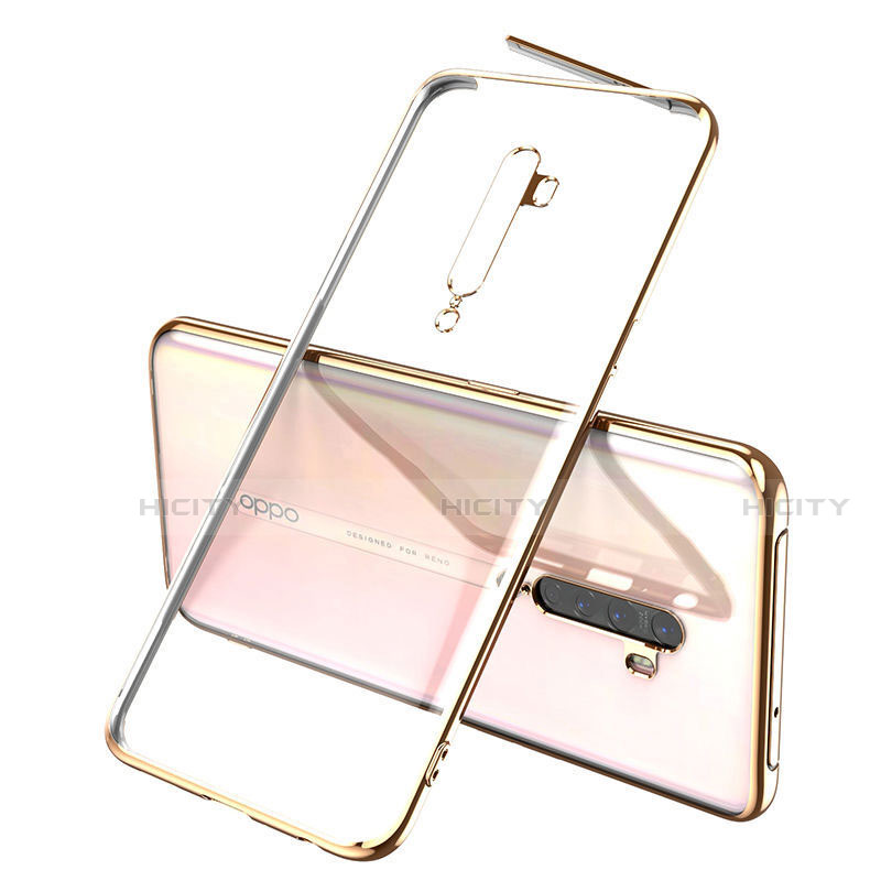 Custodia Silicone Trasparente Ultra Sottile Cover Morbida H01 per Oppo Reno2 Oro