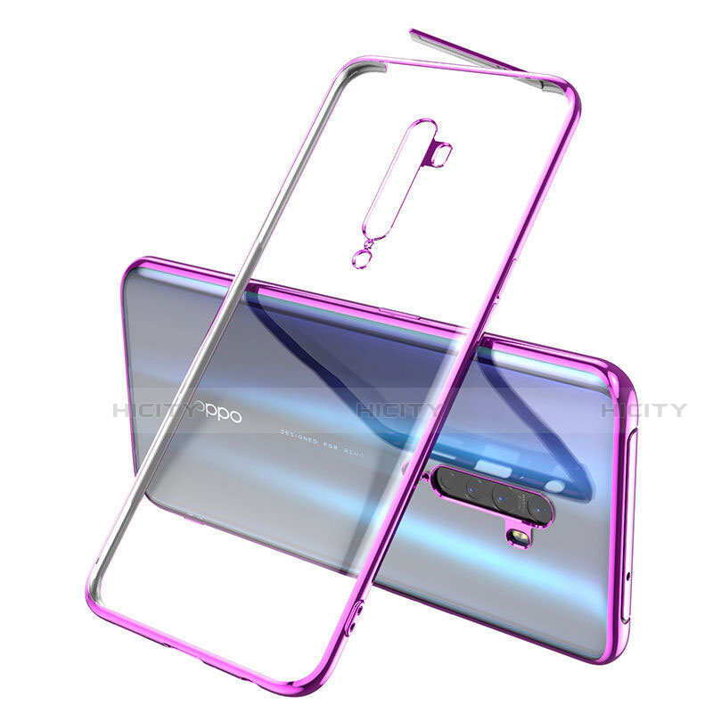 Custodia Silicone Trasparente Ultra Sottile Cover Morbida H01 per Oppo Reno2 Viola