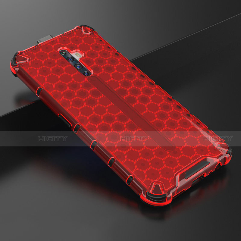 Custodia Silicone Trasparente Ultra Sottile Cover Morbida H01 per Oppo Reno2 Z Rosso