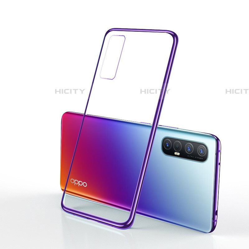 Custodia Silicone Trasparente Ultra Sottile Cover Morbida H01 per Oppo Reno3 Pro Viola