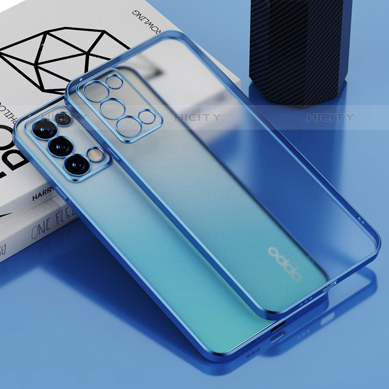 Custodia Silicone Trasparente Ultra Sottile Cover Morbida H01 per Oppo Reno6 Pro 5G Blu