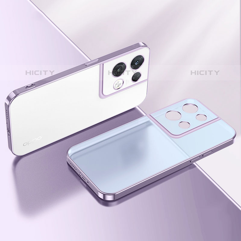 Custodia Silicone Trasparente Ultra Sottile Cover Morbida H01 per Oppo Reno8 Pro 5G Viola