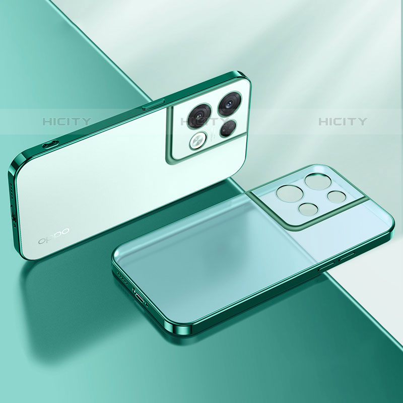 Custodia Silicone Trasparente Ultra Sottile Cover Morbida H01 per Oppo Reno8 Pro+ Plus 5G Verde