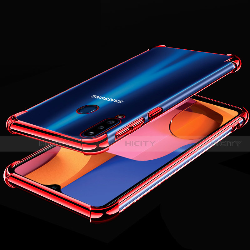 Custodia Silicone Trasparente Ultra Sottile Cover Morbida H01 per Samsung Galaxy A20s Rosso