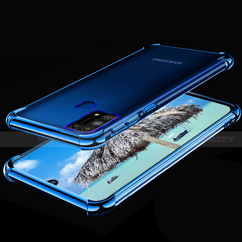 Custodia Silicone Trasparente Ultra Sottile Cover Morbida H01 per Samsung Galaxy M31 Blu