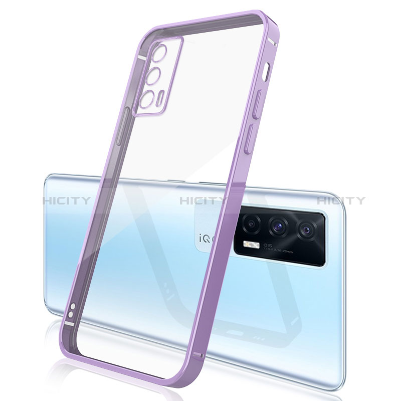 Custodia Silicone Trasparente Ultra Sottile Cover Morbida H01 per Vivo iQOO 7 India 5G Viola