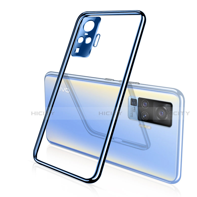 Custodia Silicone Trasparente Ultra Sottile Cover Morbida H01 per Vivo X50 Pro 5G Blu