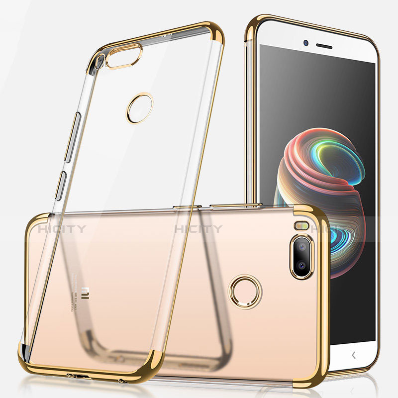 Custodia Silicone Trasparente Ultra Sottile Cover Morbida H01 per Xiaomi Mi 5X Oro